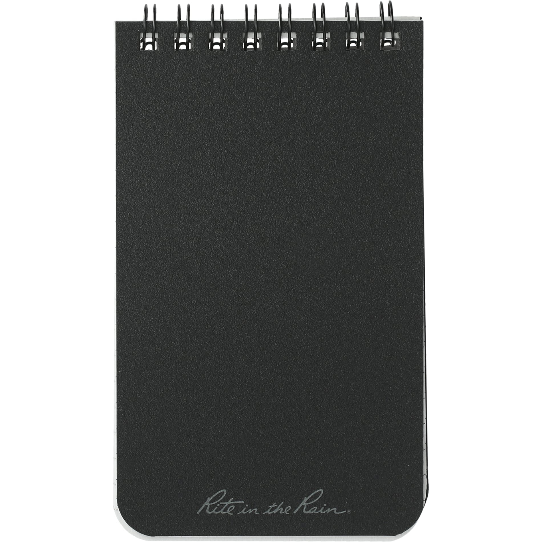 Front View of Black 3” x 5” Rite in the Rain Top Spiral Notebook plain