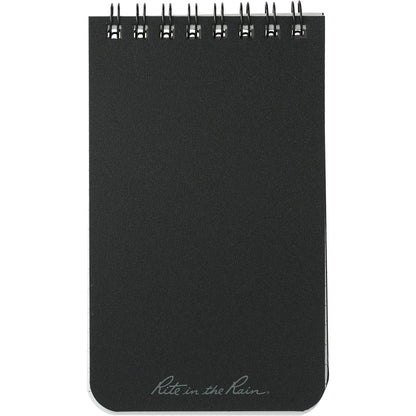Front View of Black 3” x 5” Rite in the Rain Top Spiral Notebook plain