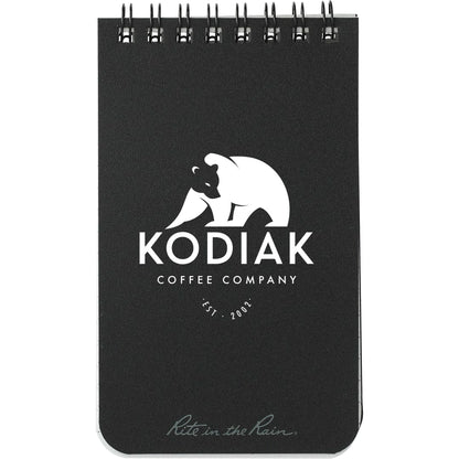 Front View of Black 3” x 5” Rite in the Rain Top Spiral Notebook