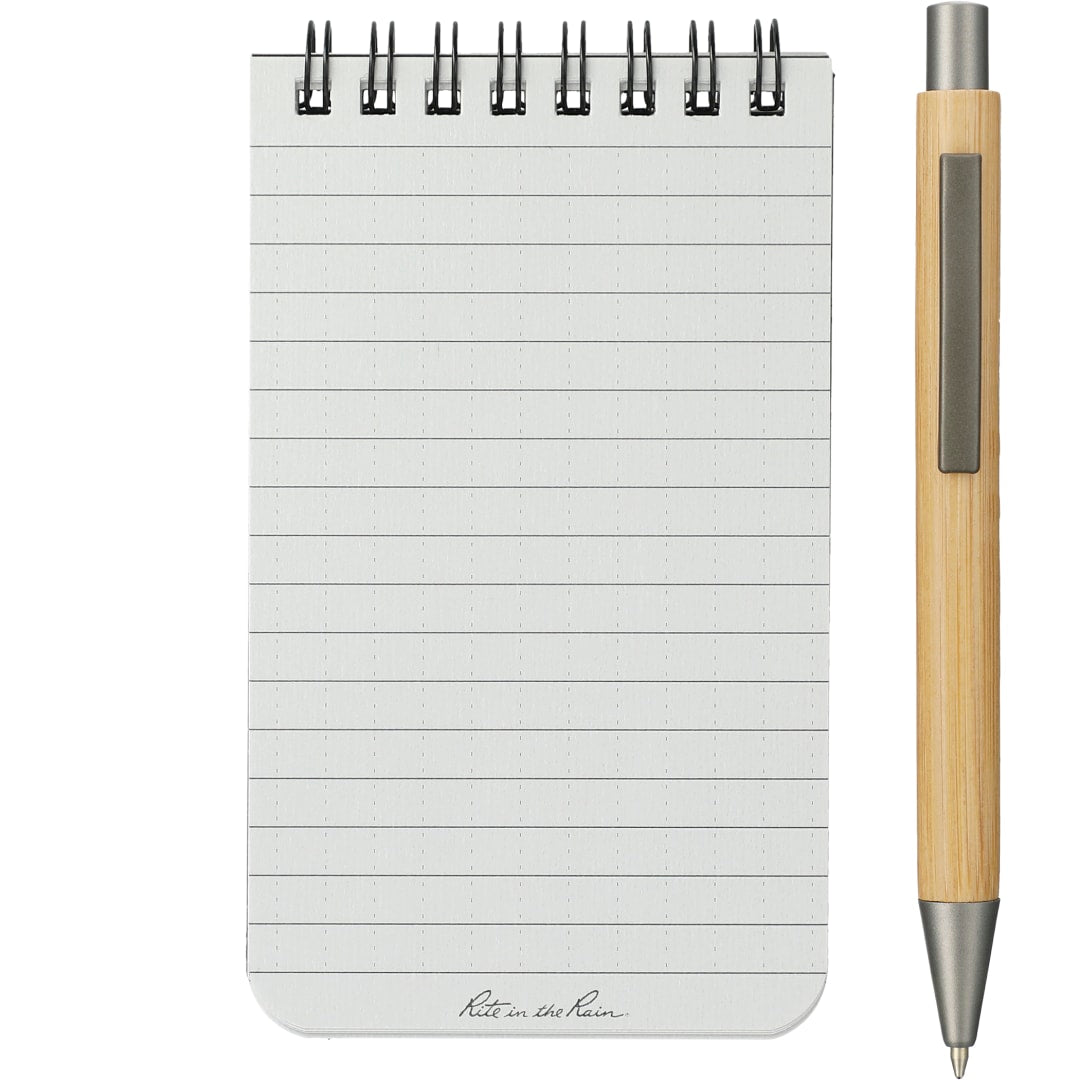 Front View of Black 3” x 5” Rite in the Rain Top Spiral Notebook