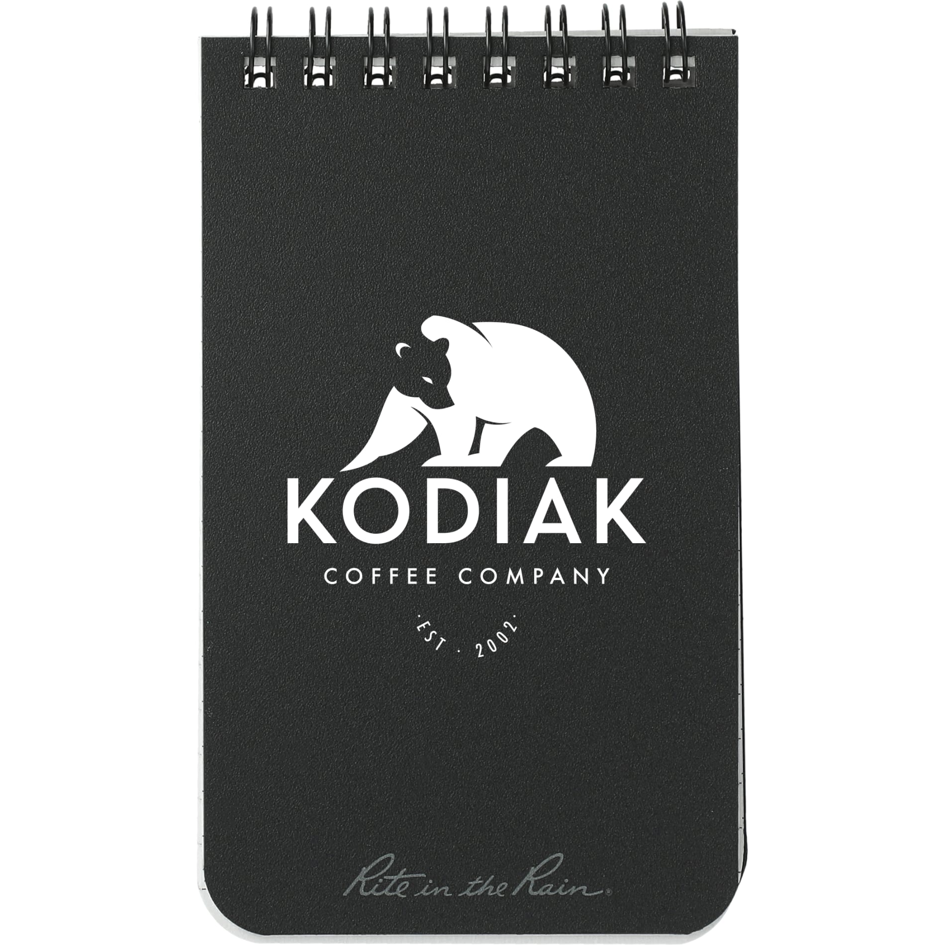 Front View of Black 3” x 5” Rite in the Rain Top Spiral Notebook