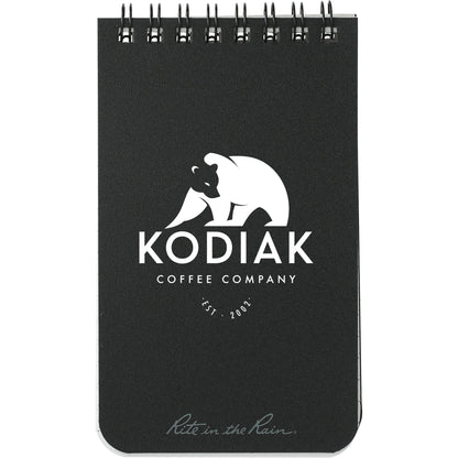 Front View of Black 3” x 5” Rite in the Rain Top Spiral Notebook