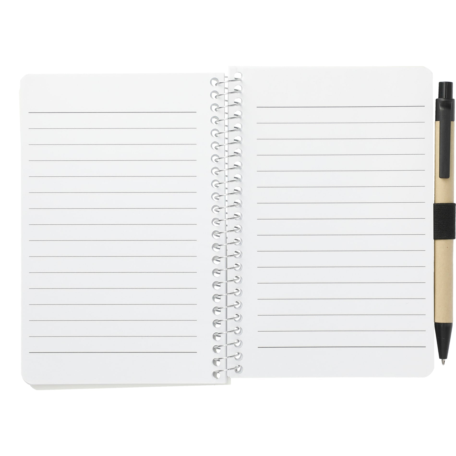 Front View of Black 4" x 6" FSC® Mix Pocket Spiral Notebook with Pen