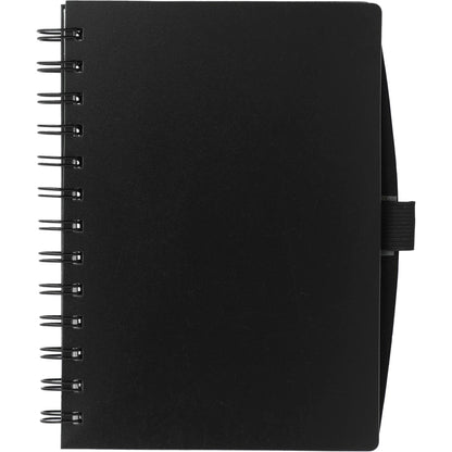Front View of Black 5.5" x 7" FSC® Mix Coordinator Spiral Notebook plain