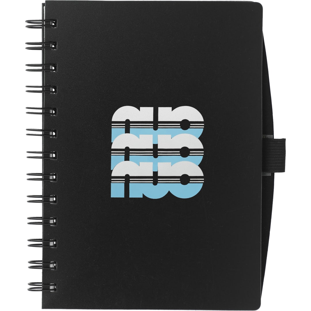 Front View of Black 5.5" x 7" FSC® Mix Coordinator Spiral Notebook