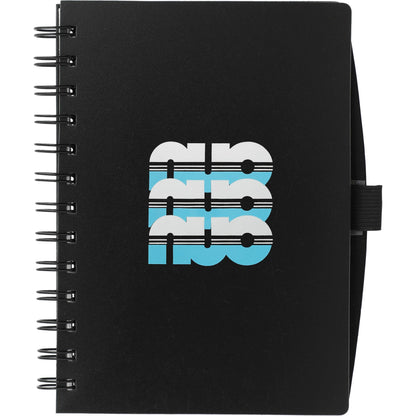 Front View of Black 5.5" x 7" FSC® Mix Coordinator Spiral Notebook