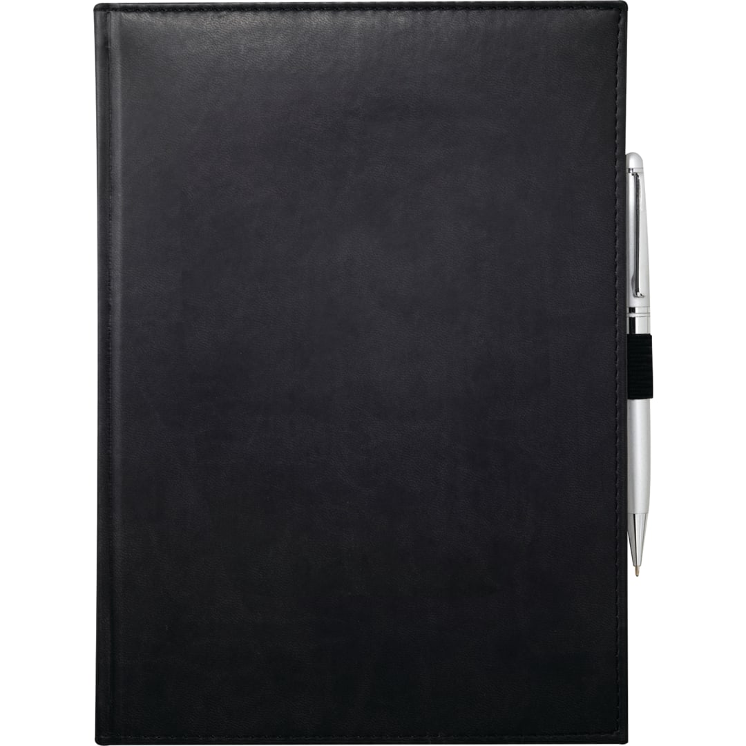 Front View of Black 7" x 10" FSC® Mix Pedova™ Large Bound Journal plain