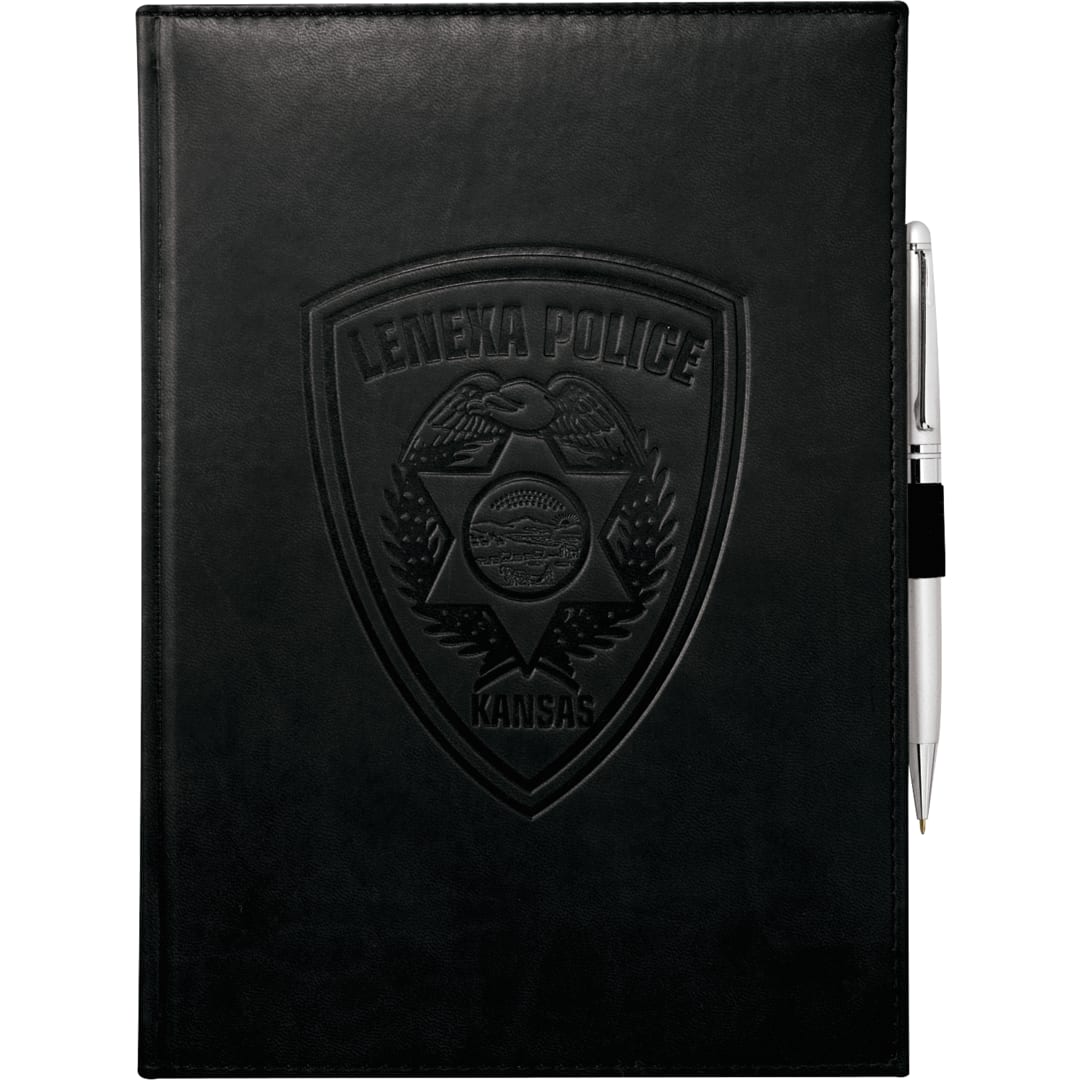 Front View of Black 7" x 10" FSC® Mix Pedova™ Large Bound Journal