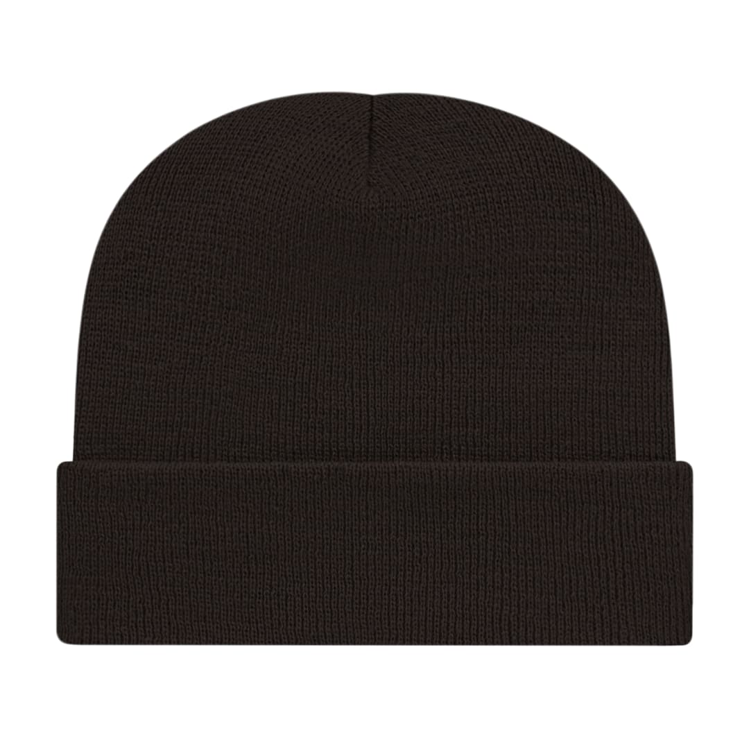Front View of Black Cap America Knit Cap with Cuff plain