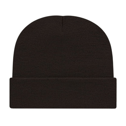 Front View of Black Cap America Knit Cap with Cuff plain