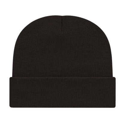 Front View of Black Cap America Knit Cap with Cuff plain