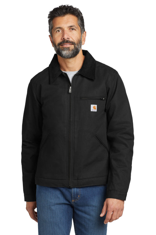 Front View of Black Carhartt Duck Detroit Jacket CT103828