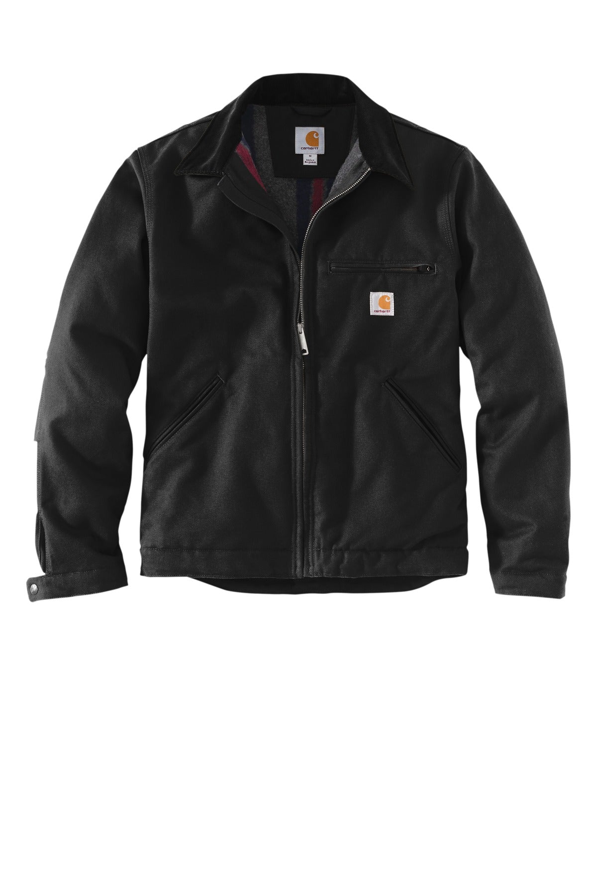 Front View of Black Carhartt Duck Detroit Jacket CT103828