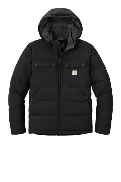 Front View of Black Carhartt Montana Insulated Hooded Jacket CT107082