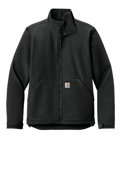 Front View of Black Carhartt Rain Defender Soft Shell Jacket CT106438