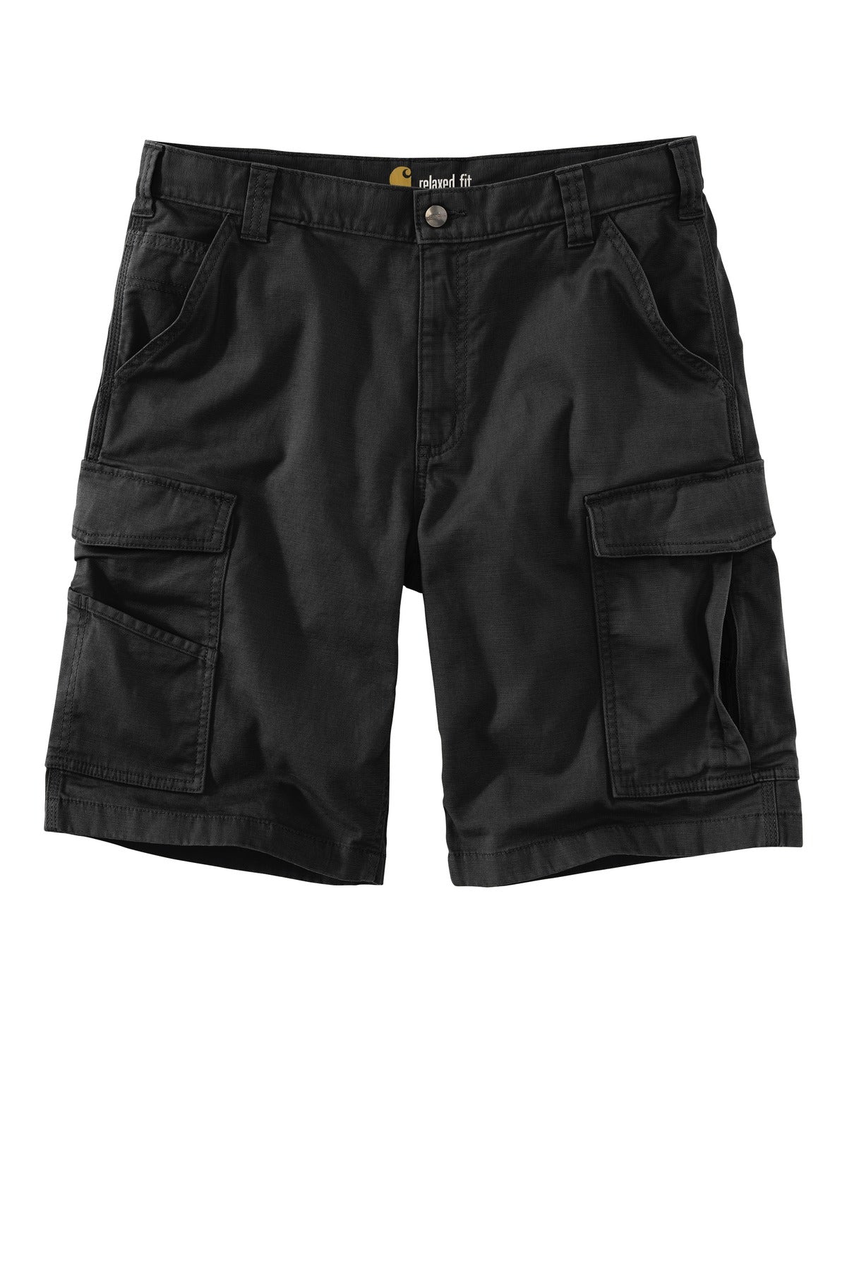 Front View of Black Carhartt Rugged Flex Rigby Cargo Short CT103542