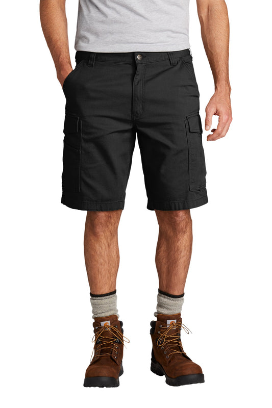 Front View of Black Carhartt Rugged Flex Rigby Cargo Short CT103542