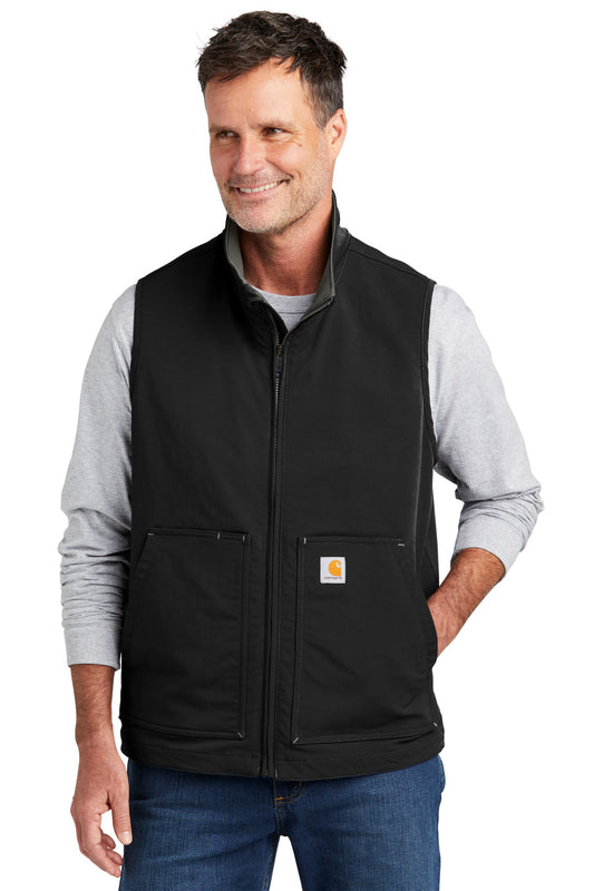 Front View of Black Carhartt Super Dux Soft Shell Vest CT105535