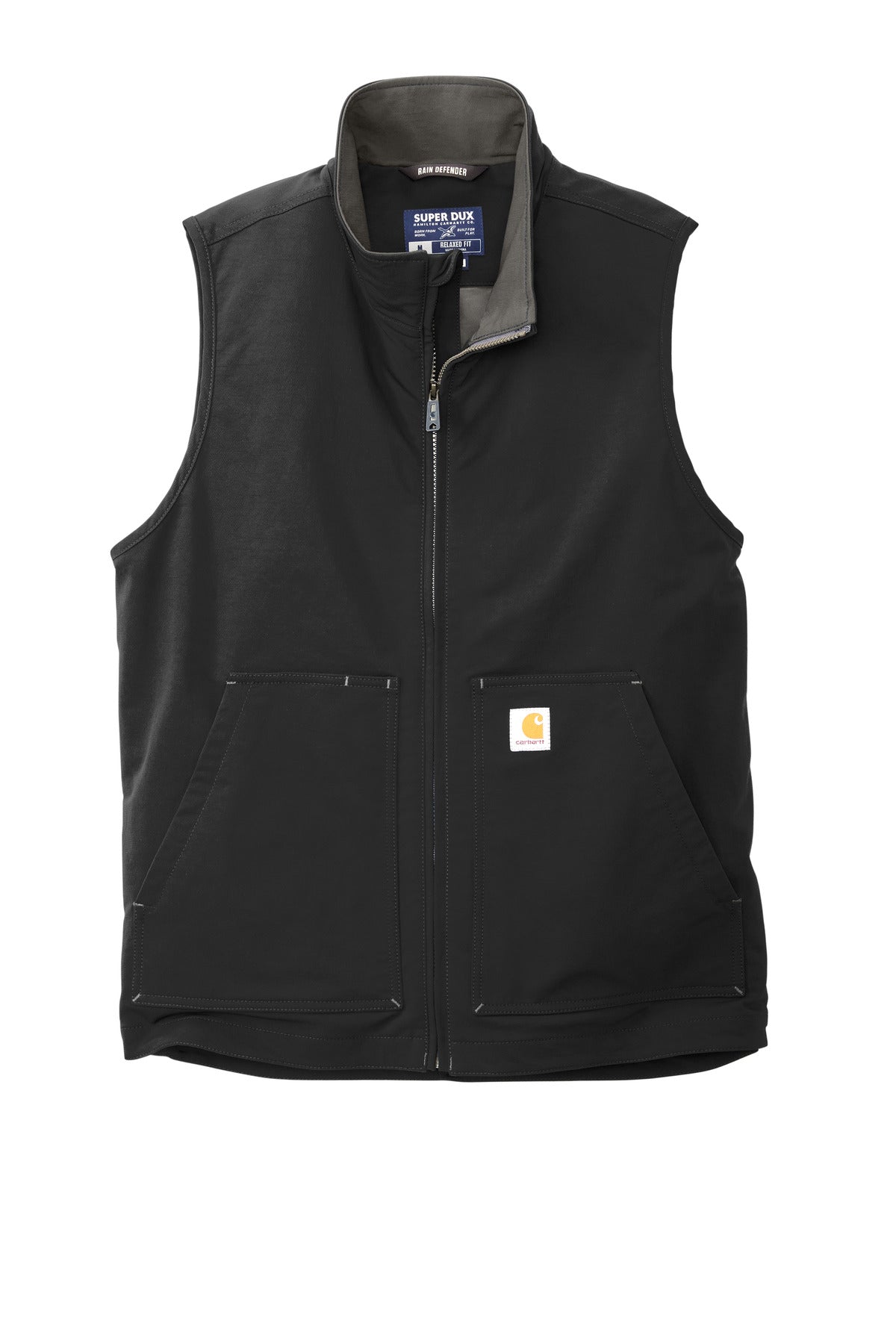 Front View of Black Carhartt Super Dux Soft Shell Vest CT105535