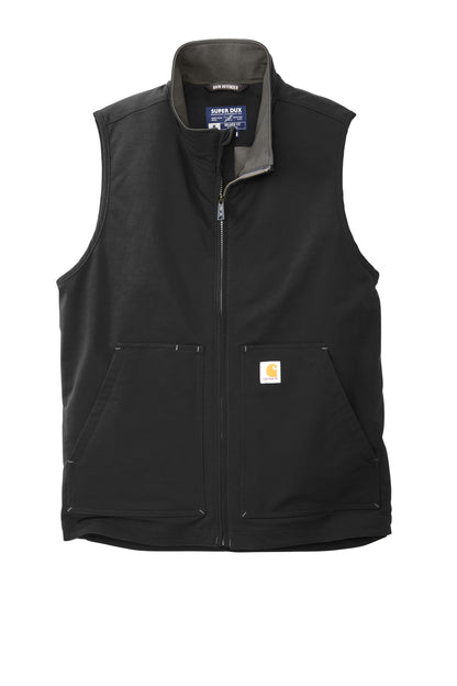 Front View of Black Carhartt Super Dux Soft Shell Vest CT105535