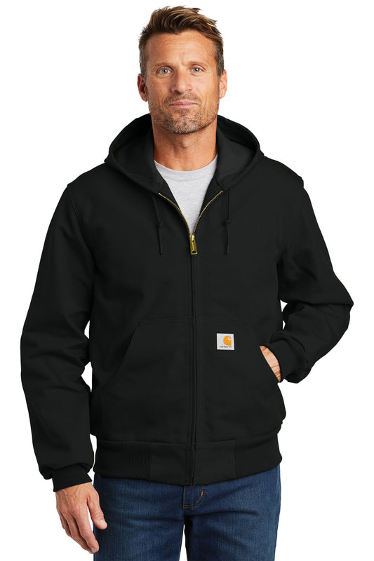 Front View of Black Carhartt Tall Thermal-Lined Duck Active Jac. CTT106678