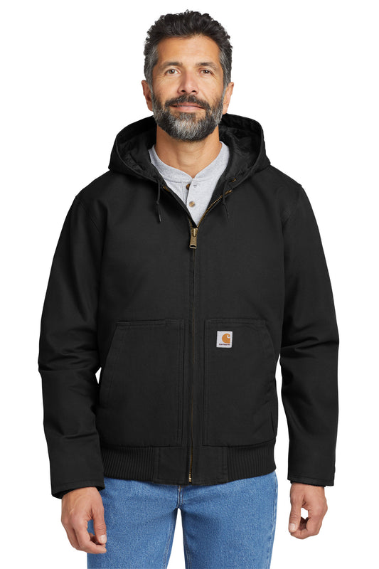Front View of Black Carhartt Tall Washed Duck Active Jac. CTT104050