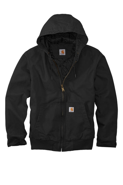 Front View of Black Carhartt Tall Washed Duck Active Jac. CTT104050