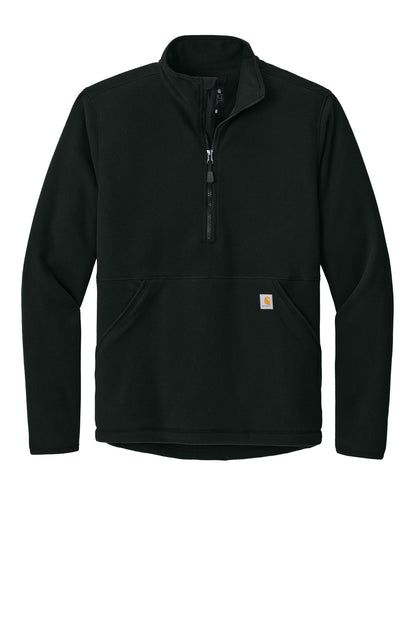 Front View of Black Carhartt Textured 1/2-Zip Fleece Jacket CT106417