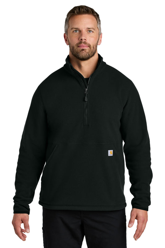 Front View of Black Carhartt Textured 1/2-Zip Fleece Jacket CT106417