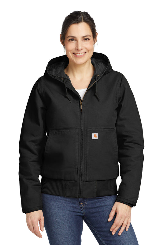 Front View of Black Carhartt Women's Washed Duck Active Jac. CT104053