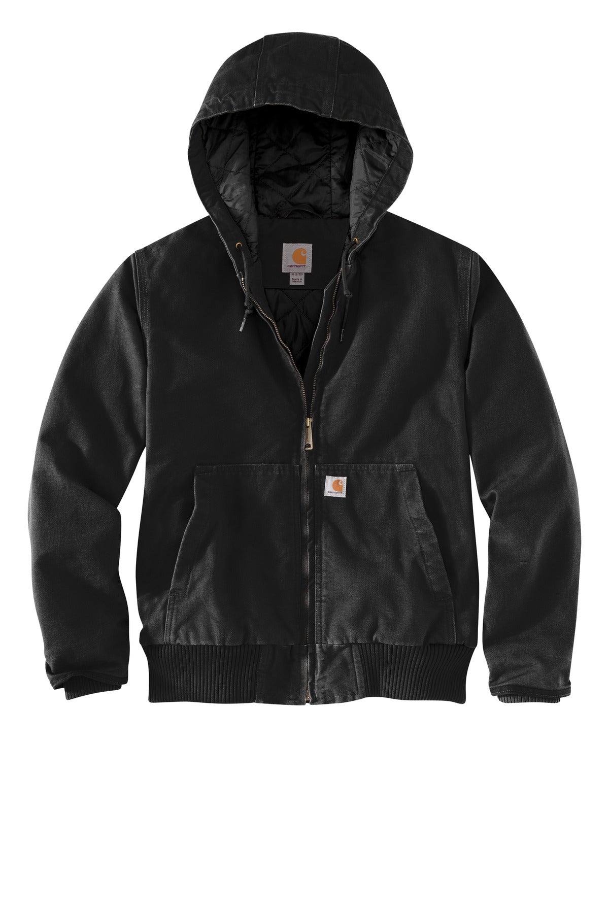 Front View of Black Carhartt Women's Washed Duck Active Jac. CT104053