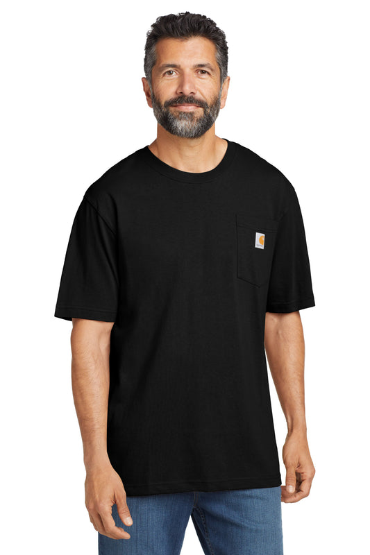 Front View of Black Carhartt Workwear Pocket Short Sleeve T-Shirt. CTK87