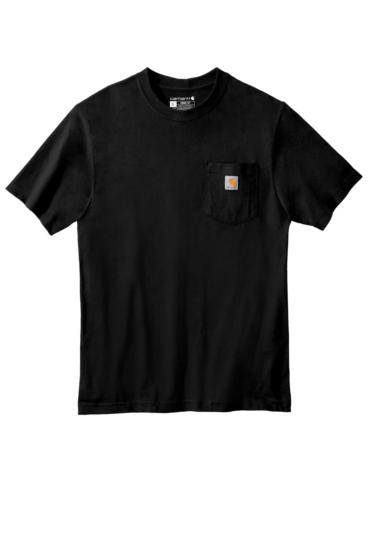 Front View of Black Carhartt Workwear Pocket Short Sleeve T-Shirt. CTK87