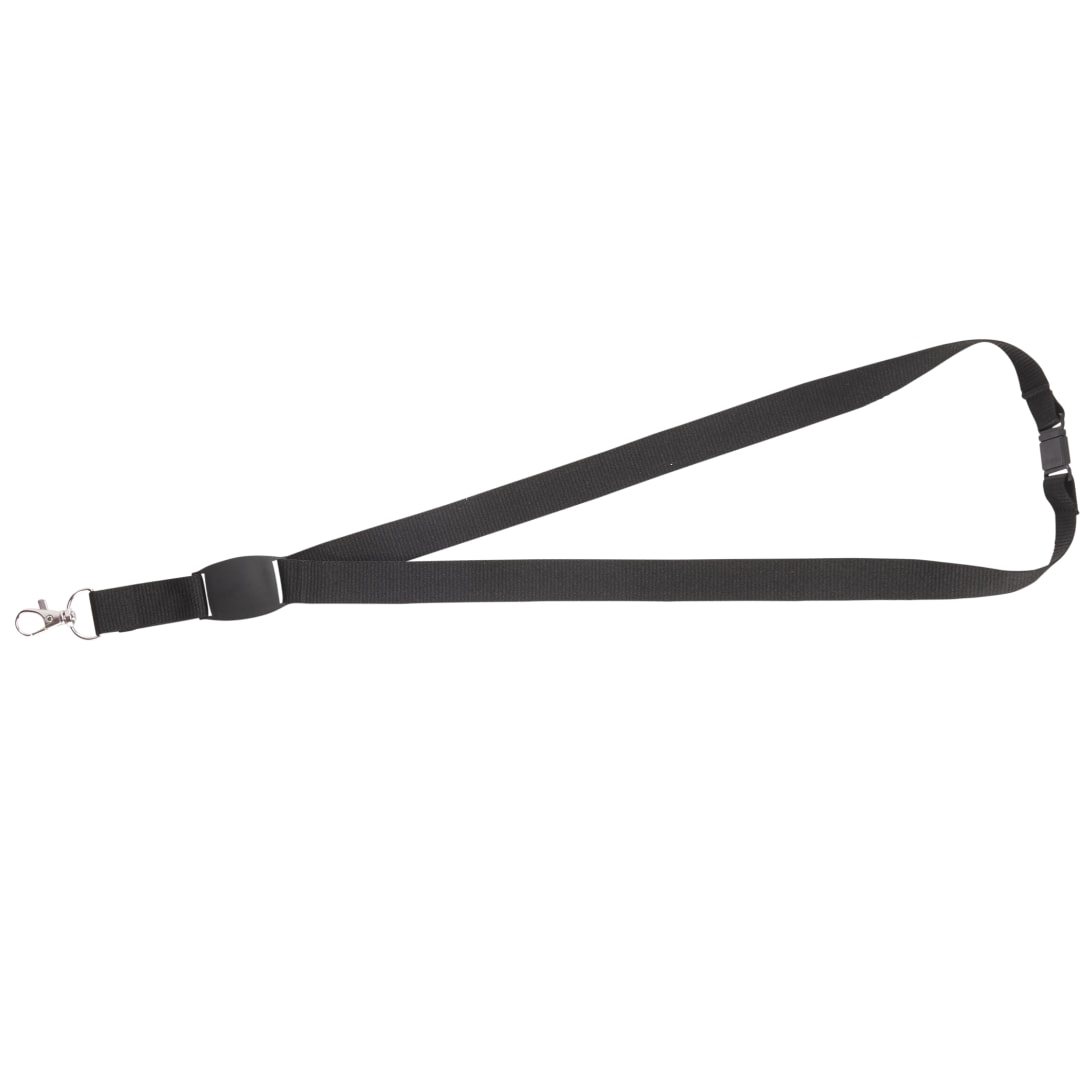 Front View of Black Flat Panel Lanyard plain