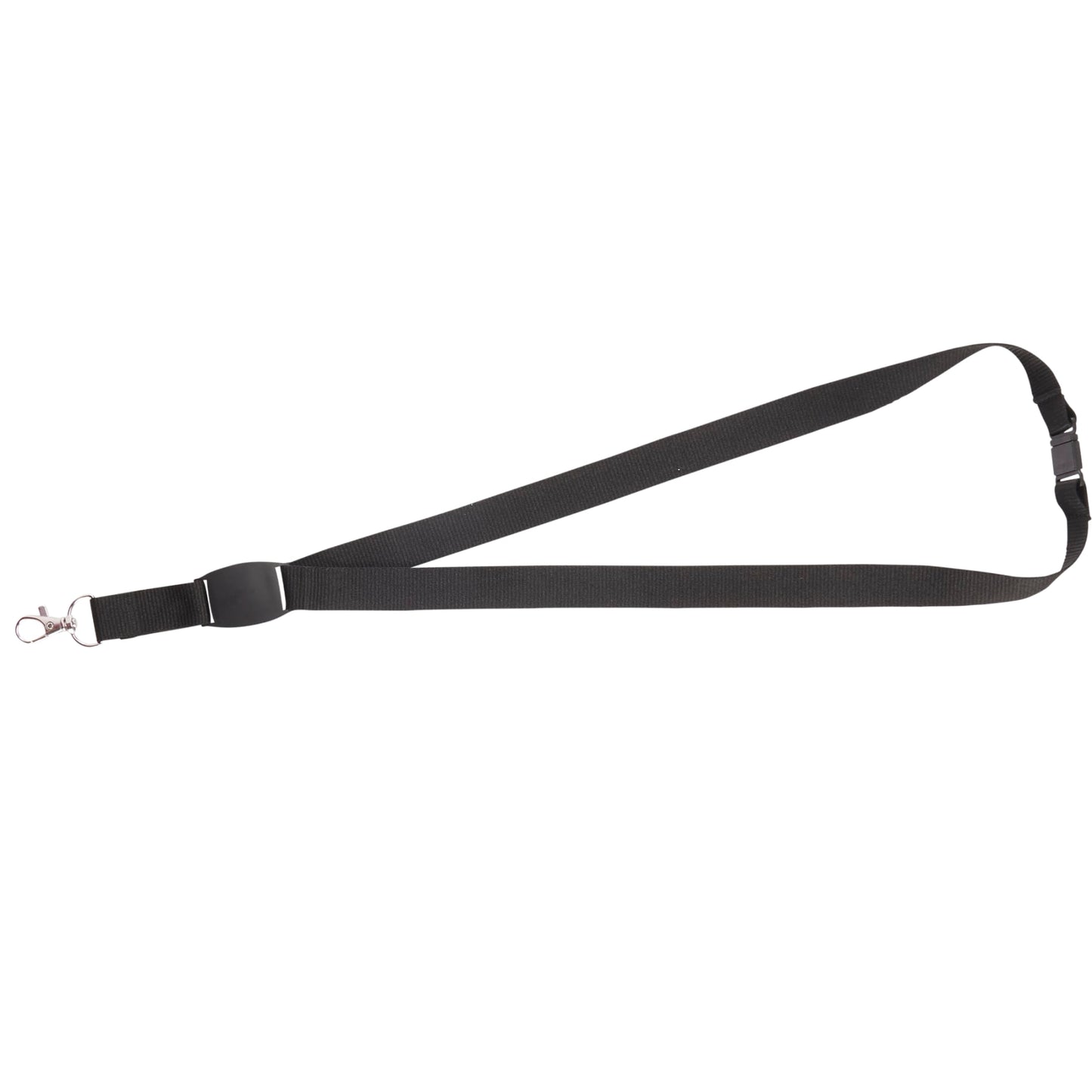 Front View of Black Flat Panel Lanyard plain