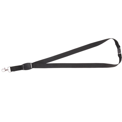 Front View of Black Flat Panel Lanyard plain