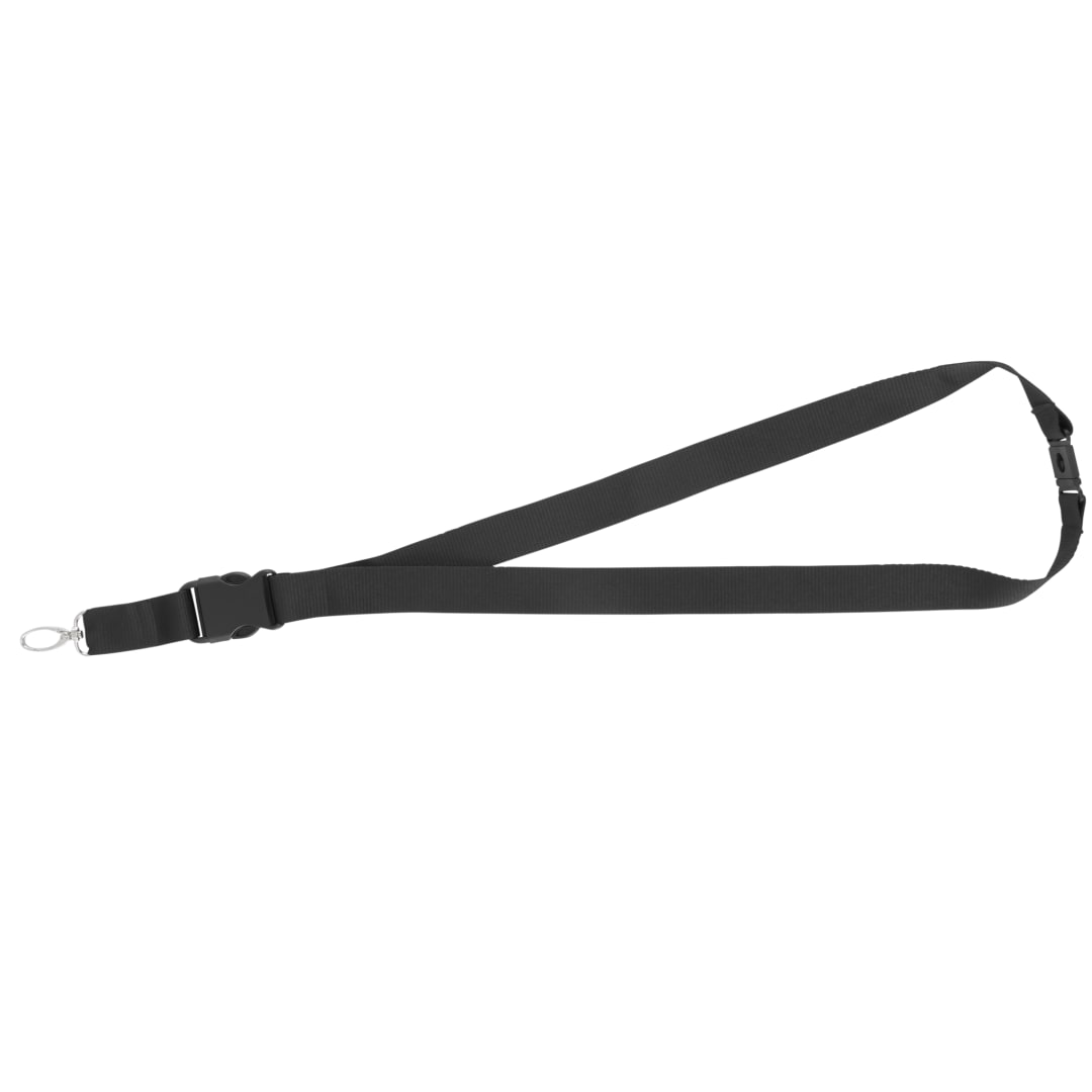 Front View of Black Hang In There Lanyard Plus plain