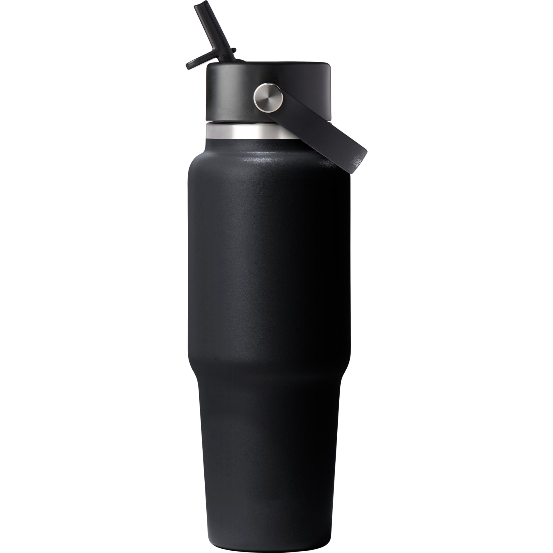 Front View of Black Hydro Flask® Travel Bottle w/ Flex Straw Cap 32oz plain