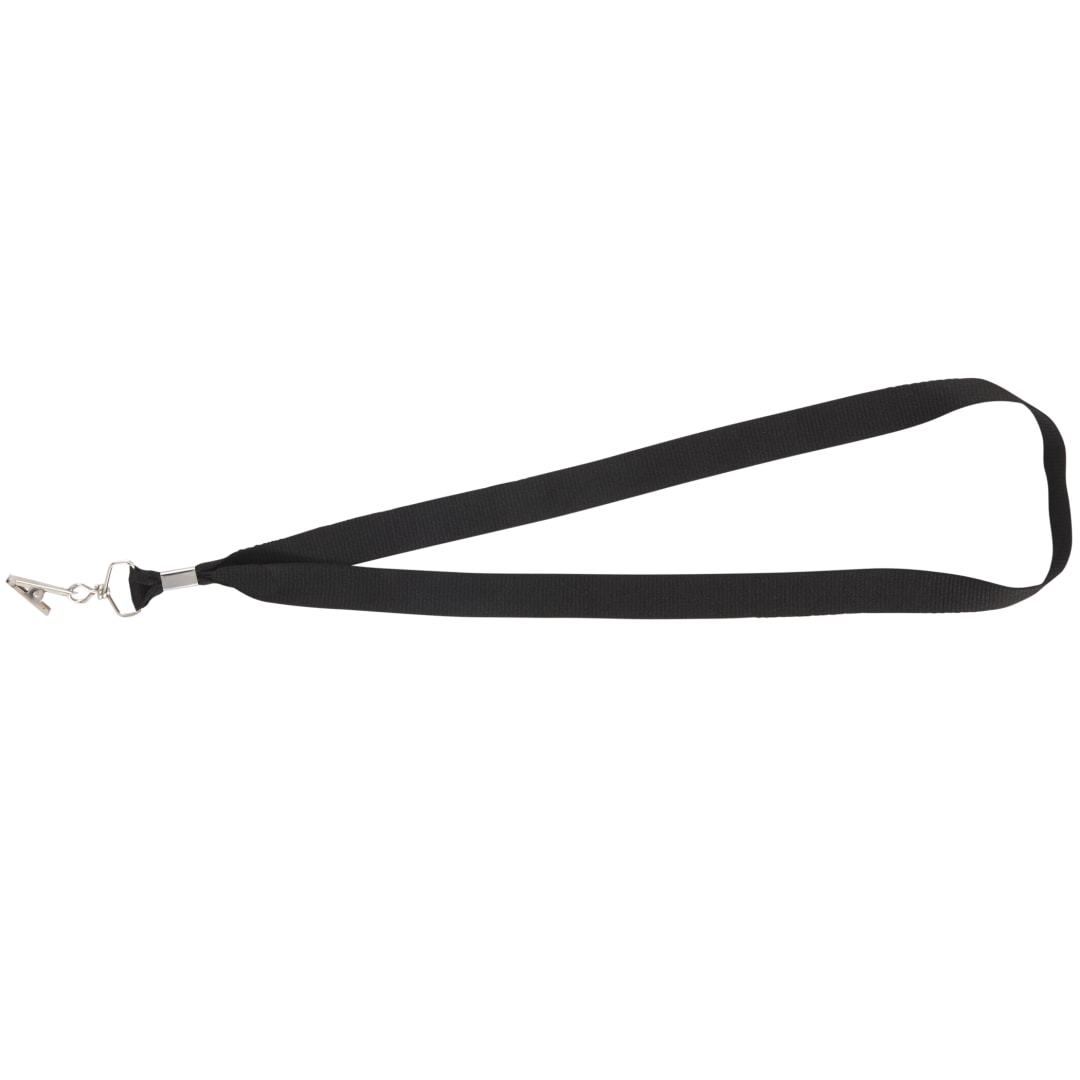 Front View of Black Lanyard with Bulldog Clip plain