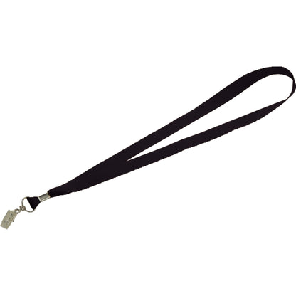Front View of Black Lanyard with Bulldog Clip plain