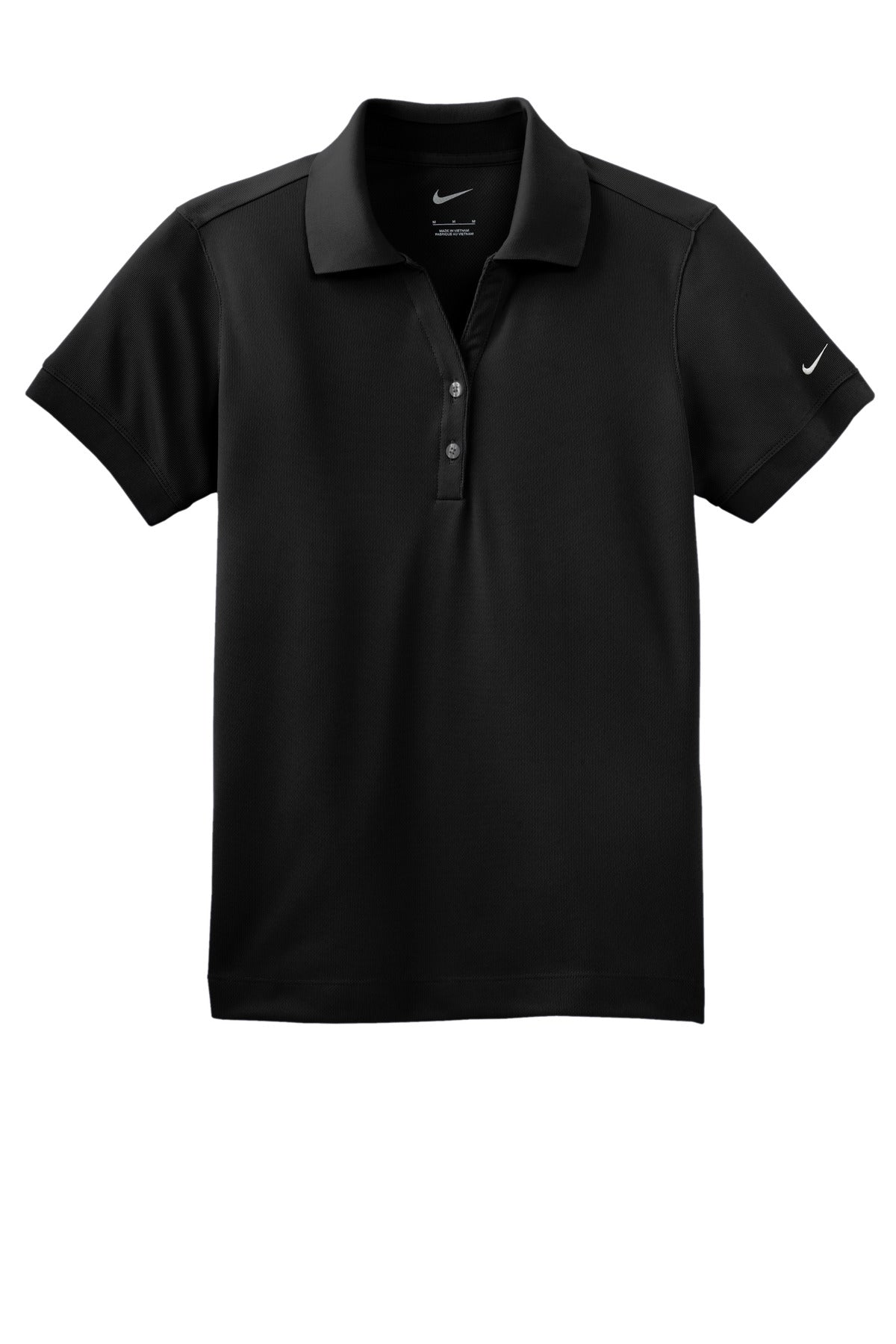 Front View of Black Nike Women's Dri-FIT Classic Polo. 286772