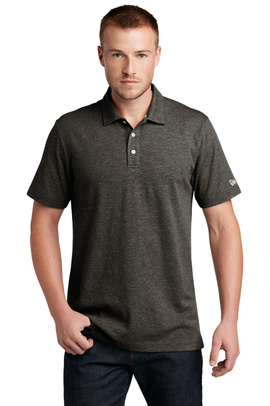 Front View of Black Twist New Era Slub Twist Polo NEA301