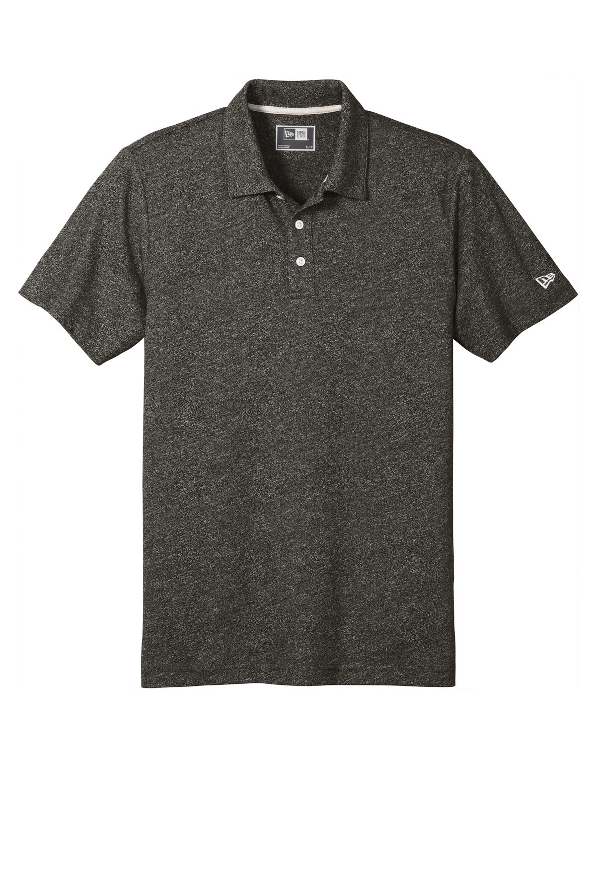 Front View of Black Twist New Era Slub Twist Polo NEA301