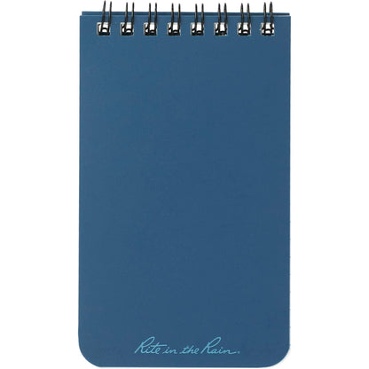 Front View of Blue 3” x 5” Rite in the Rain Top Spiral Notebook plain