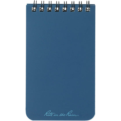 Front View of Blue 3” x 5” Rite in the Rain Top Spiral Notebook plain