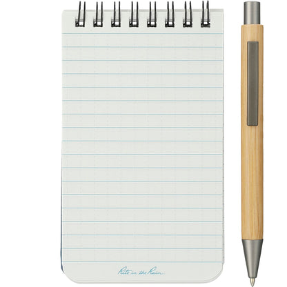 Front View of Blue 3” x 5” Rite in the Rain Top Spiral Notebook