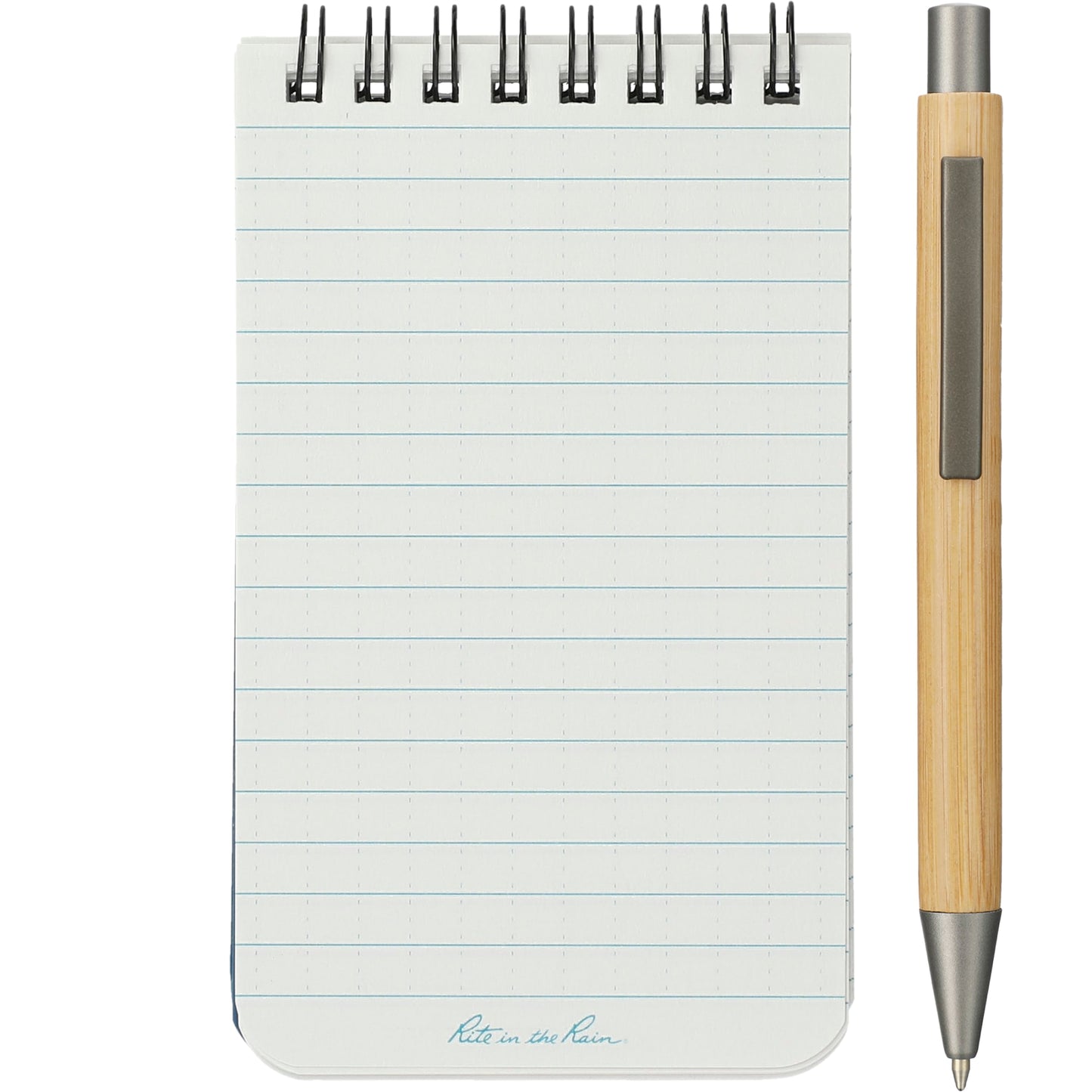 Front View of Blue 3” x 5” Rite in the Rain Top Spiral Notebook