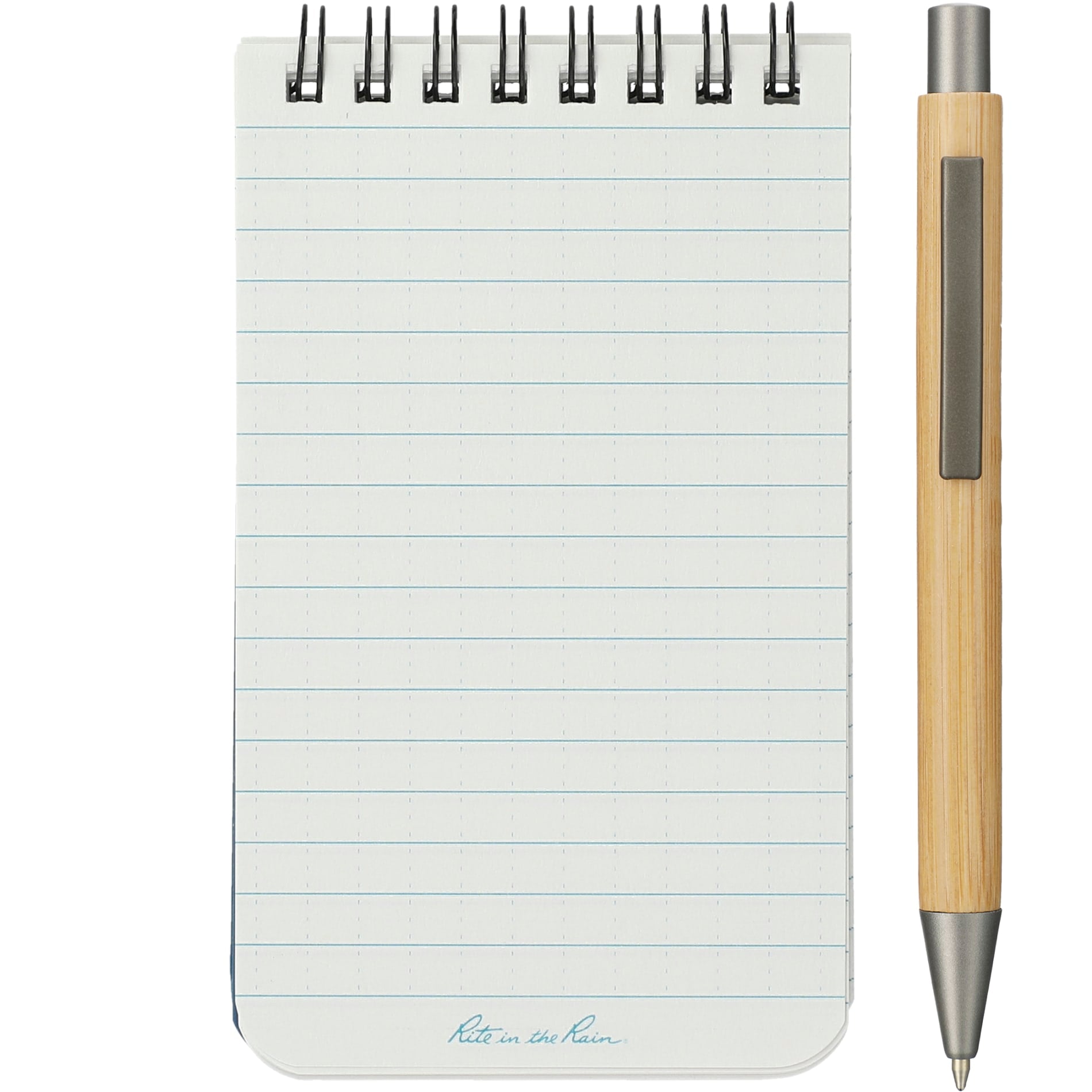 Front View of Blue 3” x 5” Rite in the Rain Top Spiral Notebook