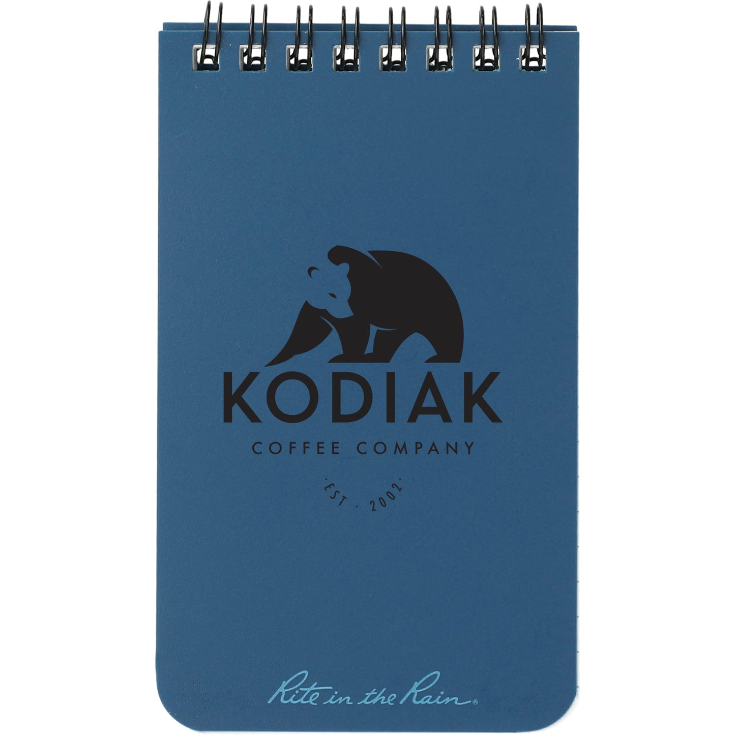 Front View of Blue 3” x 5” Rite in the Rain Top Spiral Notebook