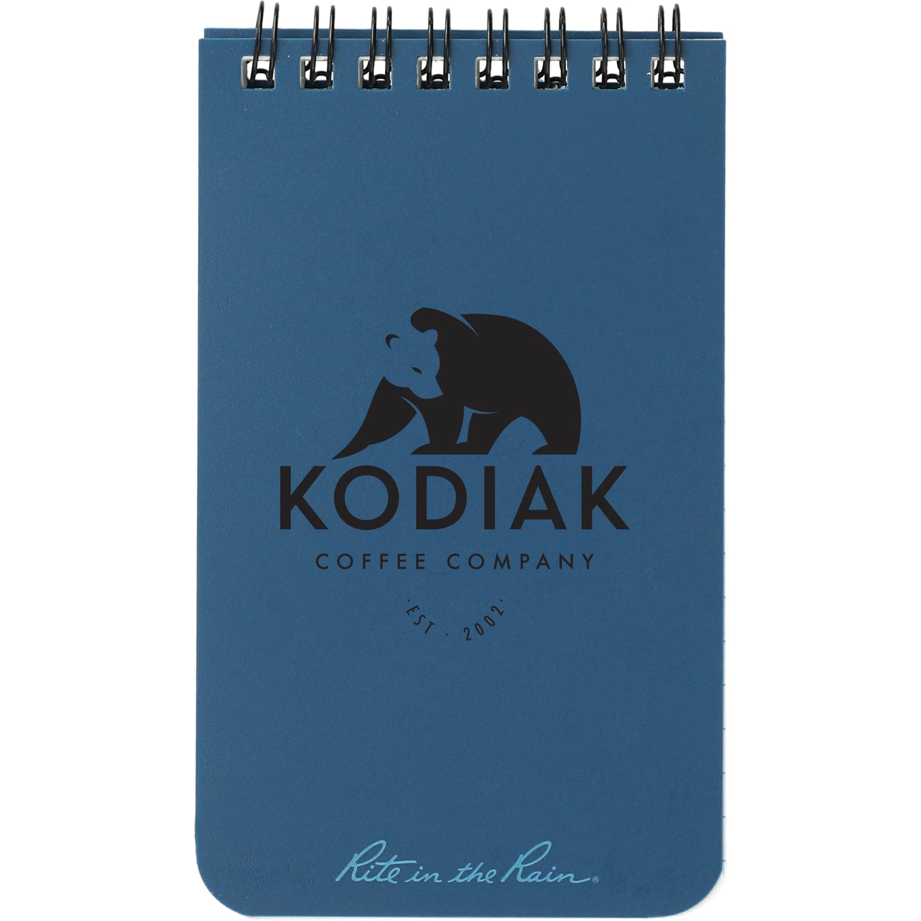 Front View of Blue 3” x 5” Rite in the Rain Top Spiral Notebook